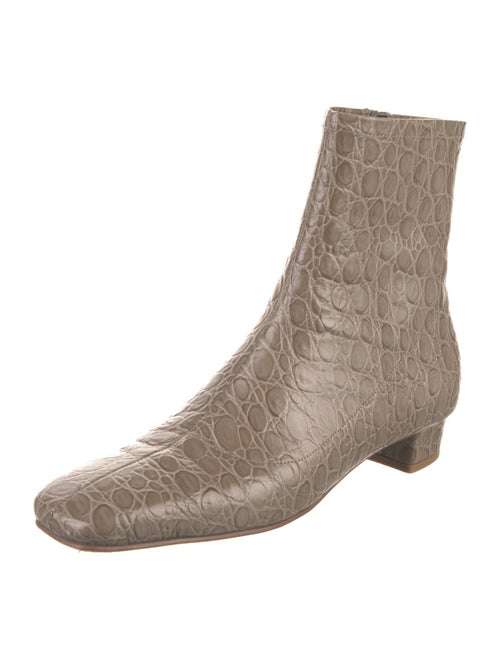 By Far Embossed Leather Animal Print Sock Boots