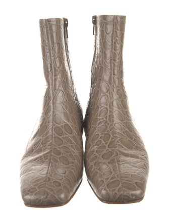 By Far Embossed Leather Animal Print Sock Boots