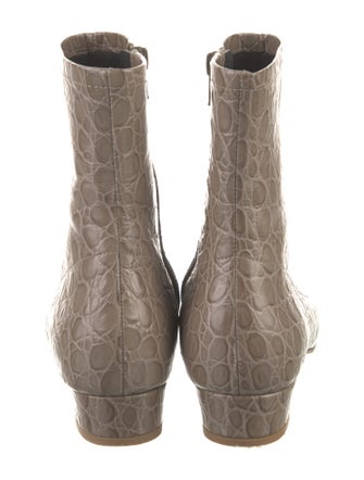 By Far Embossed Leather Animal Print Sock Boots