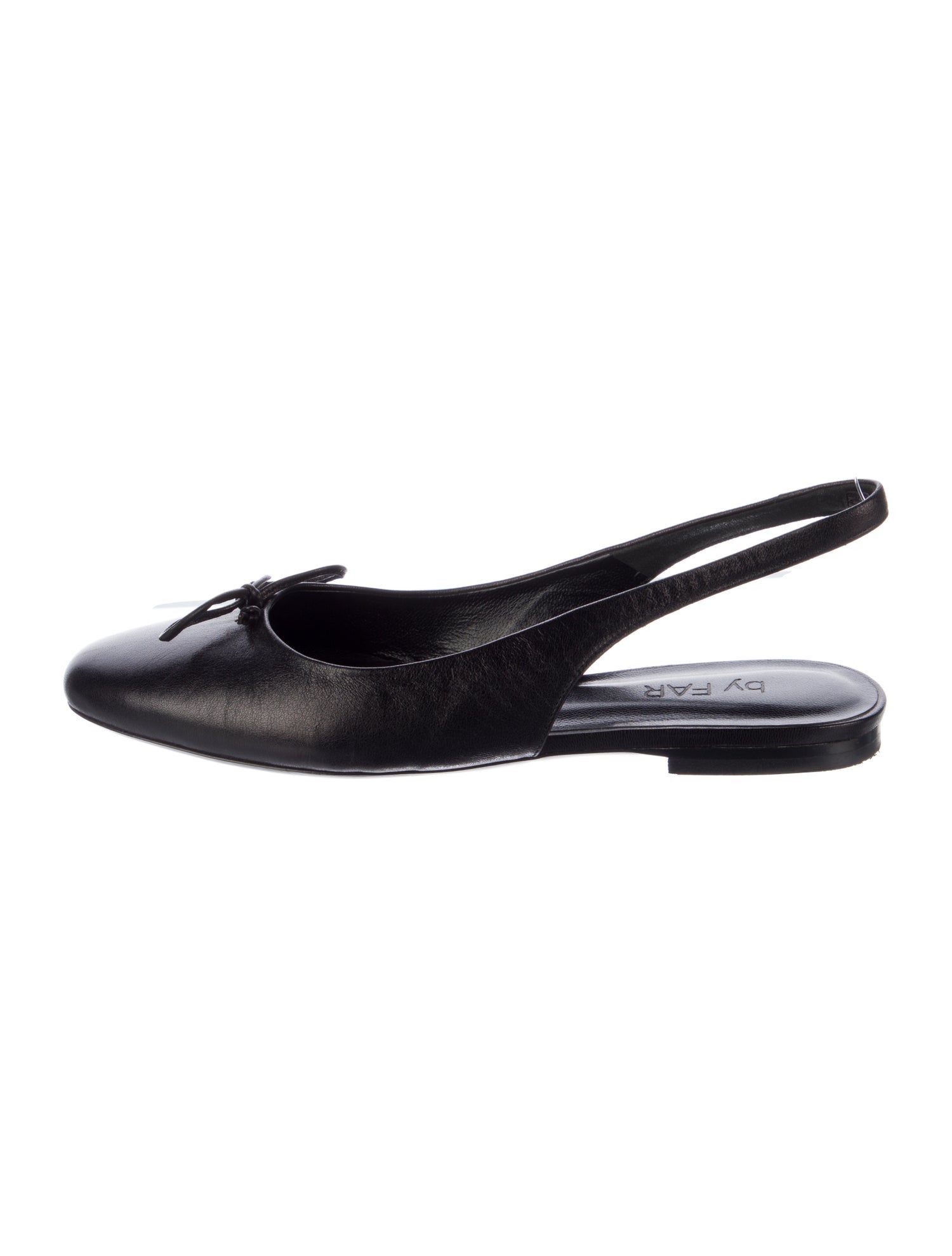 By Far Leather Bow Accents Slingback Flats