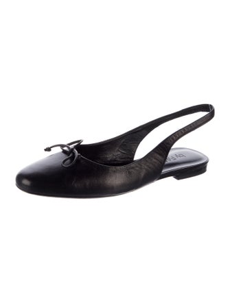 By Far Leather Bow Accents Slingback Flats