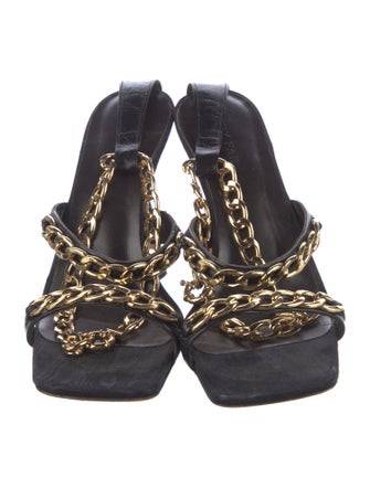 By Far Leather Chain-Link Accents Sandals