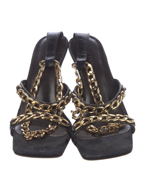 By Far Leather Chain-Link Accents Sandals