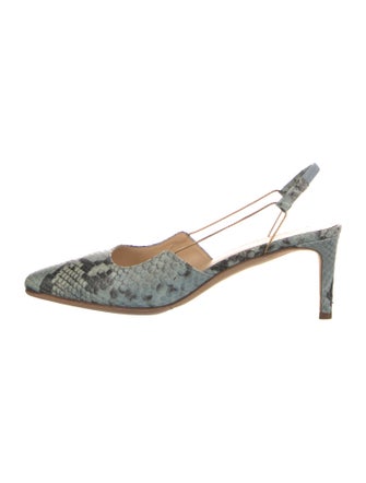 By Far Snakeskin Animal Print Slingback Pumps