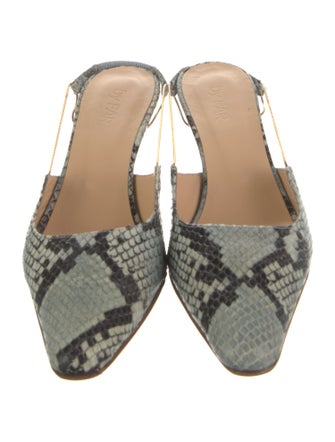 By Far Snakeskin Animal Print Slingback Pumps