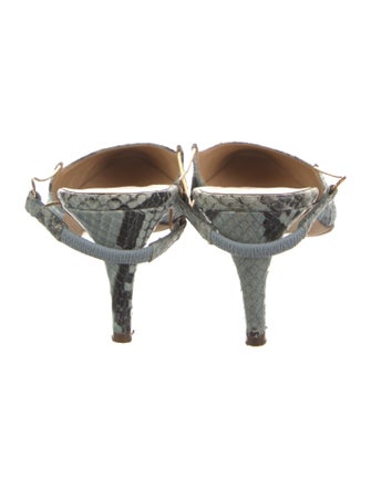 By Far Snakeskin Animal Print Slingback Pumps