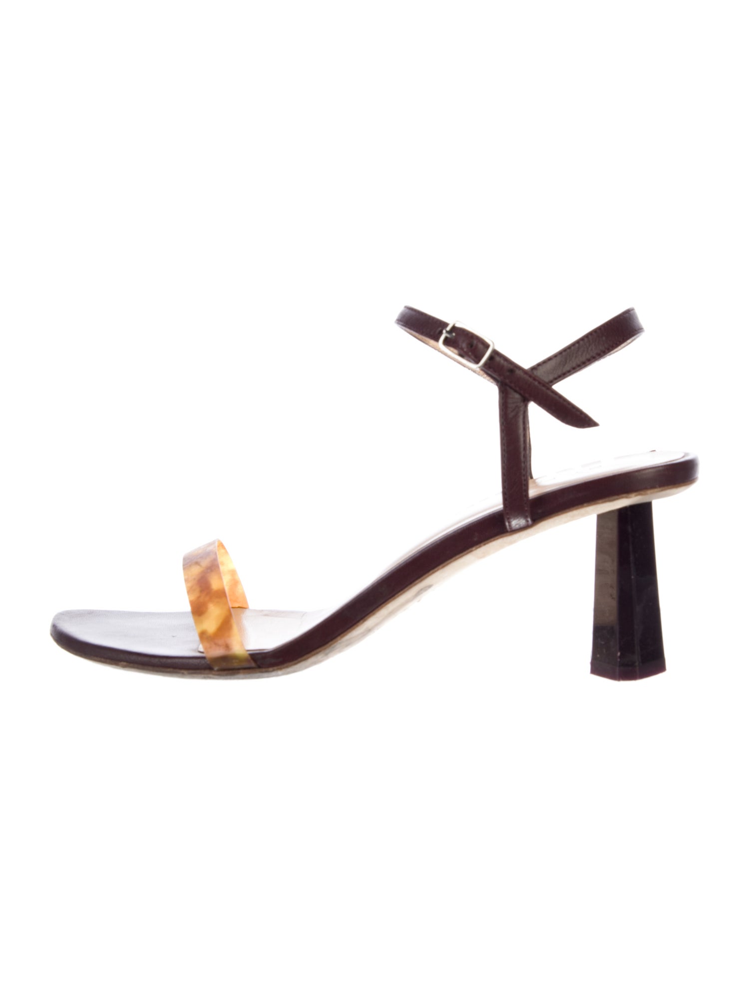 By Far Leather Animal Print Sandals