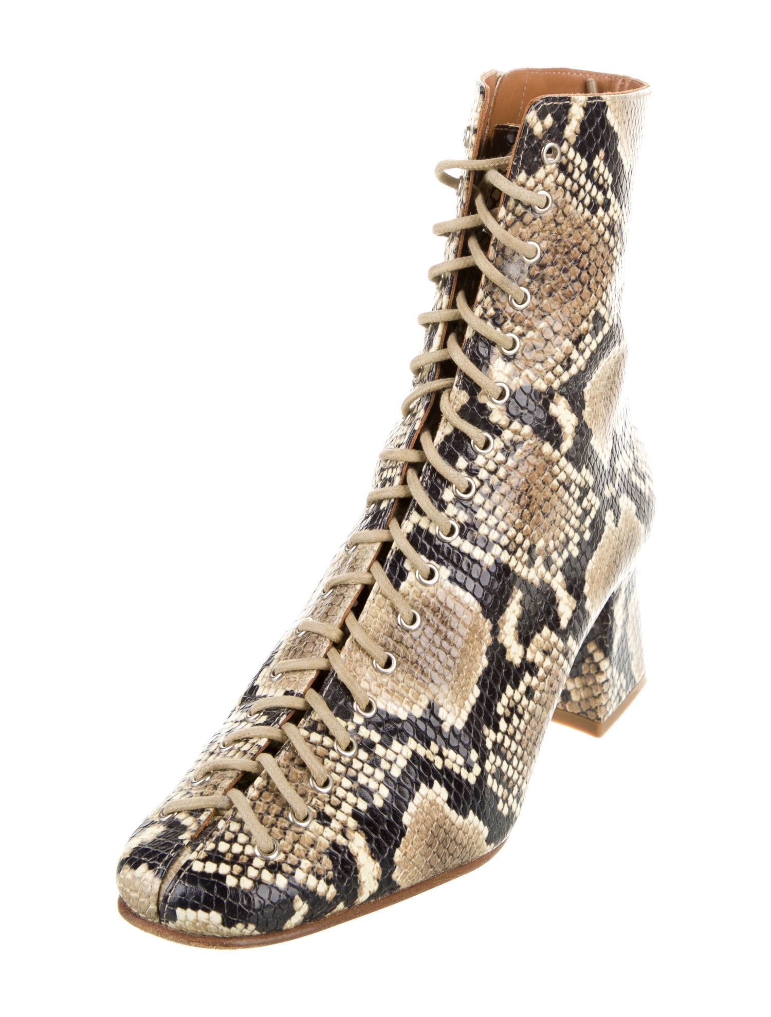 By Far Snakeskin Animal Print Boots