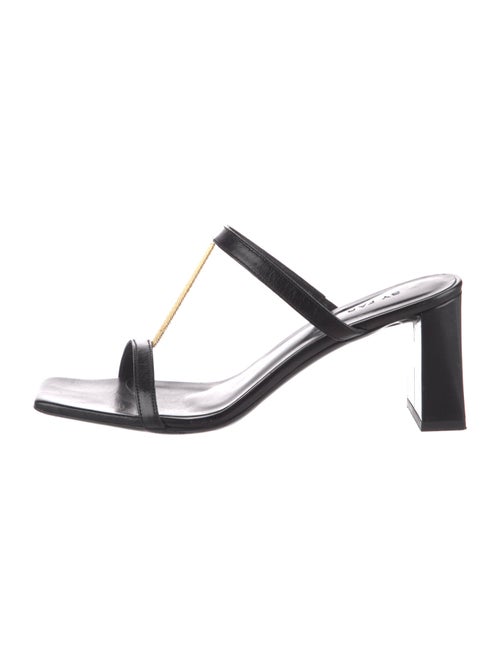 By Far Leather Printed T-Strap Sandals