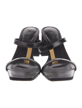 By Far Leather Printed T-Strap Sandals