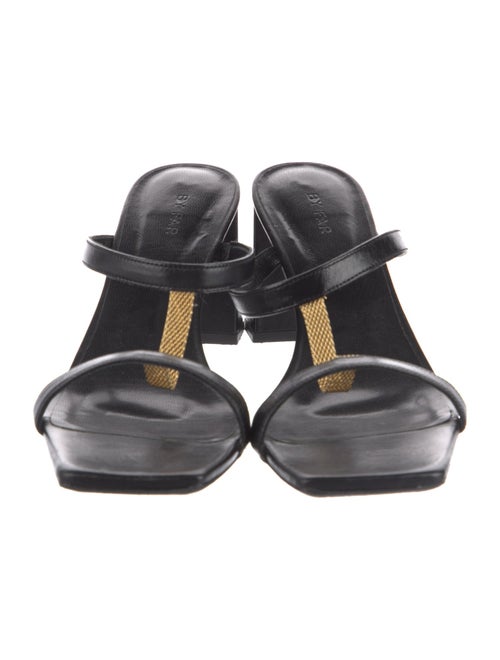 By Far Leather Printed T-Strap Sandals