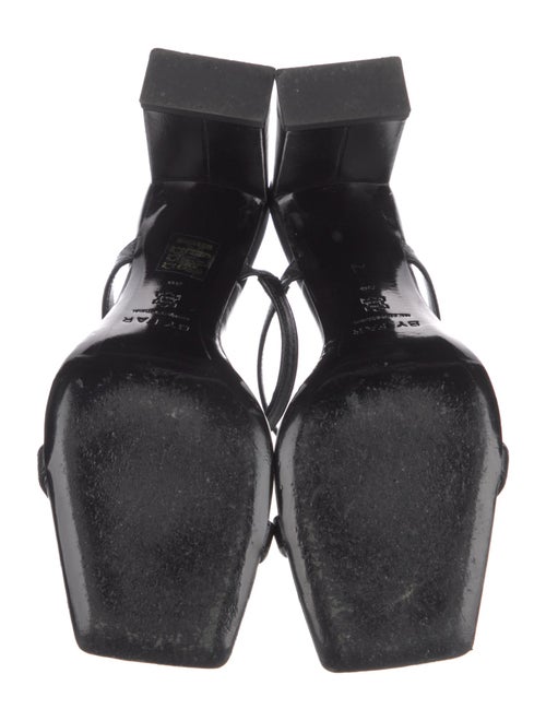 By Far Leather Printed T-Strap Sandals