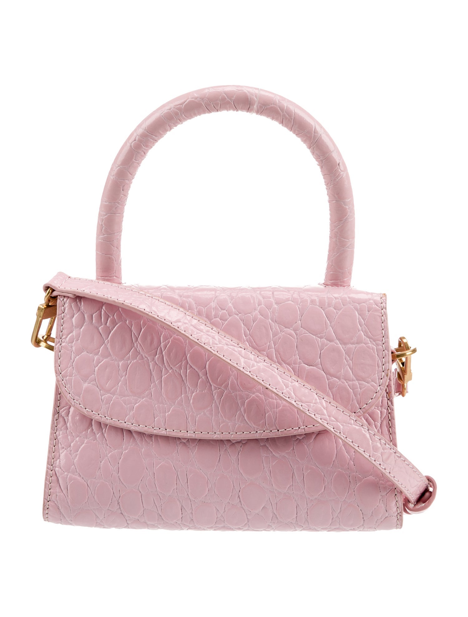 By Far Embossed Leather Top Handle Bag