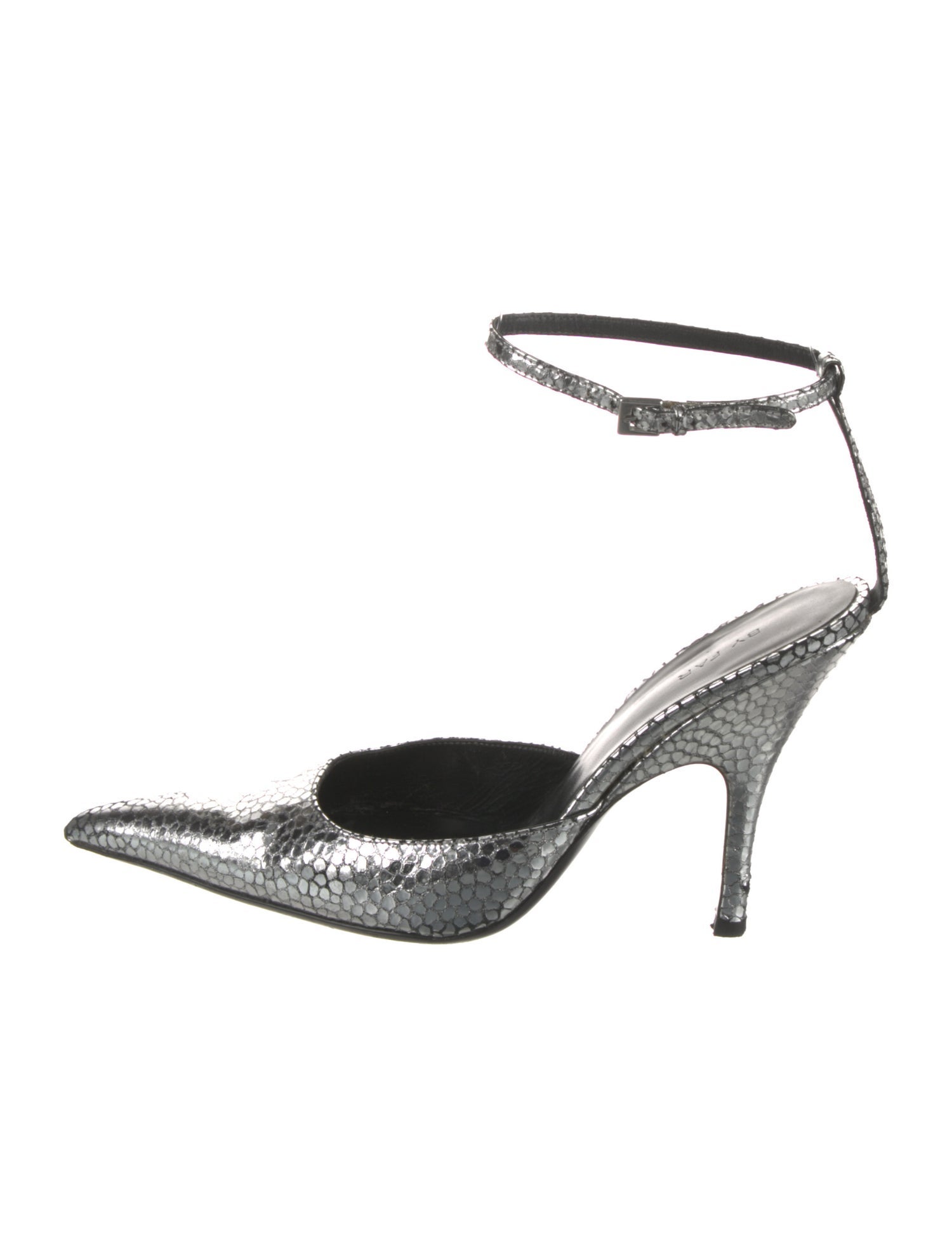 By Far Embossed Leather Animal Print D'Orsay Pumps