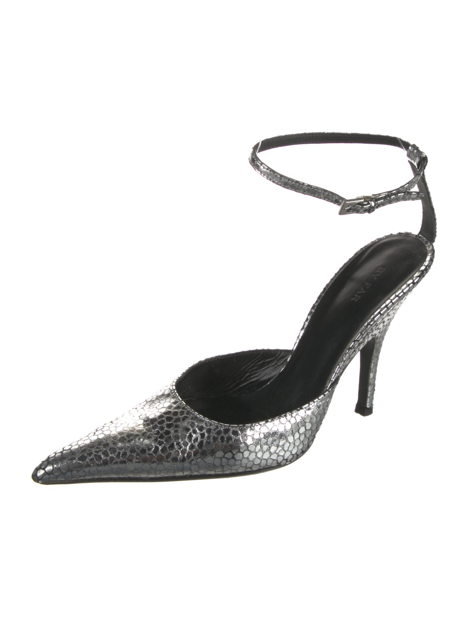 By Far Embossed Leather Animal Print D'Orsay Pumps
