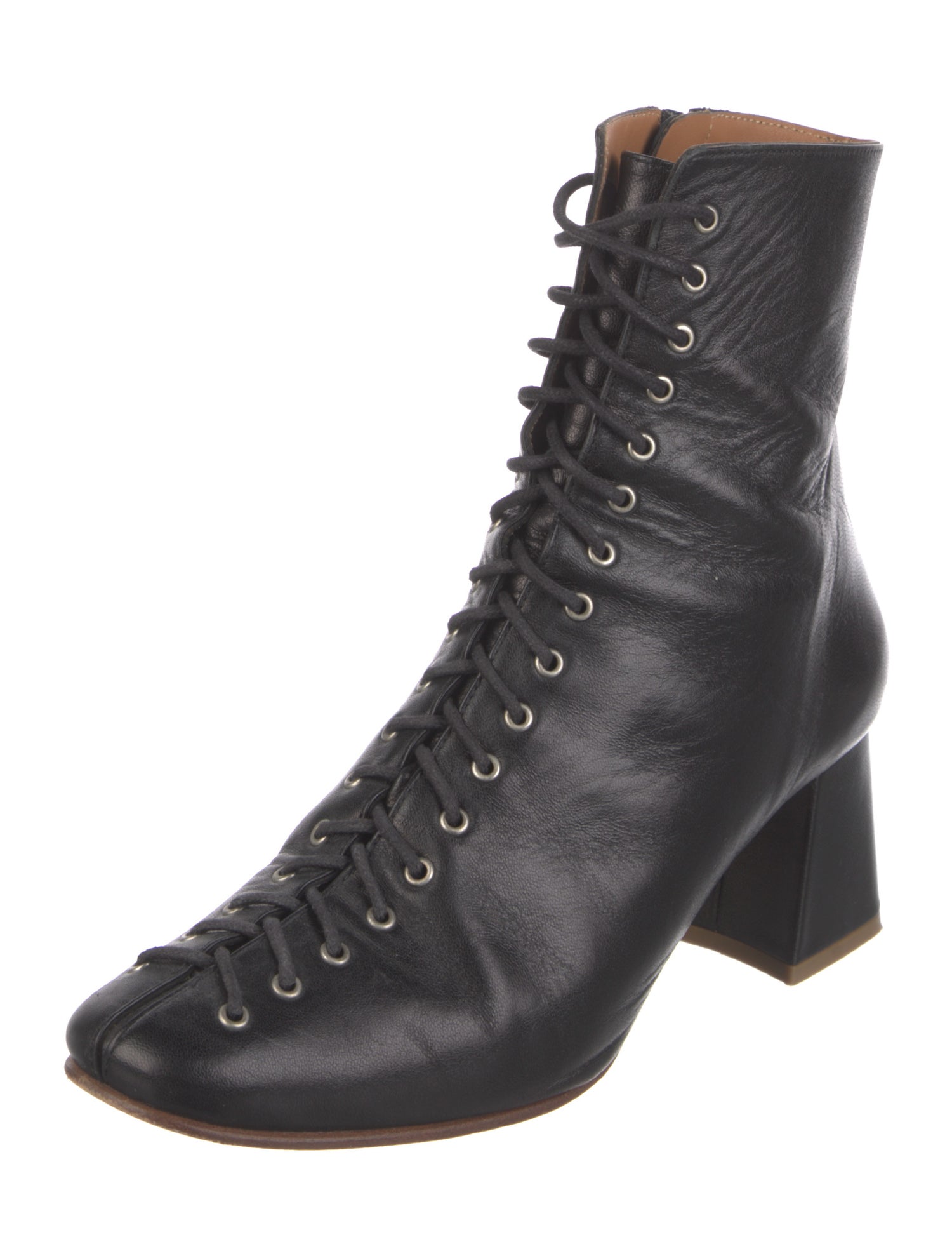By Far Leather Lace-Up Boots