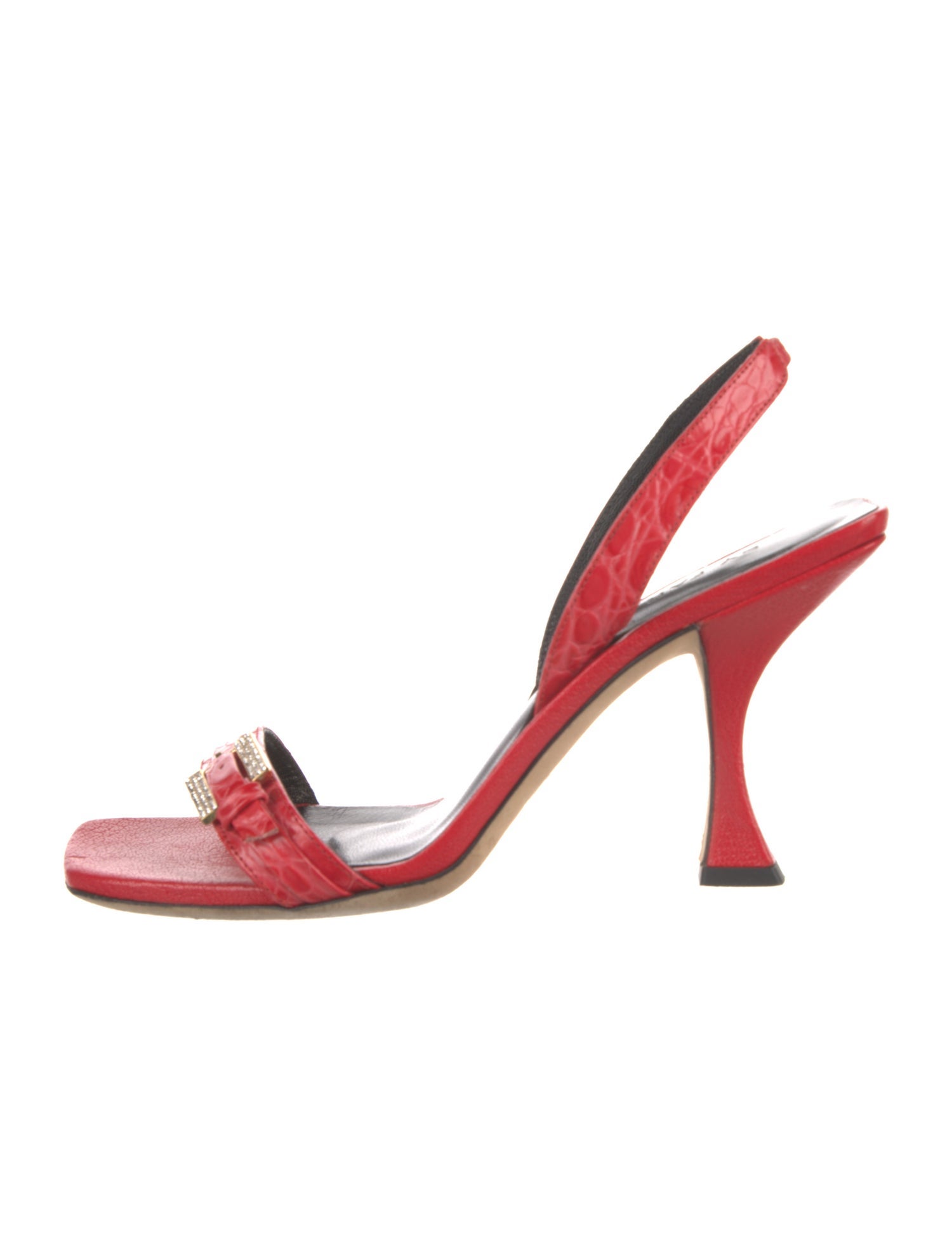 By Far Leather Printed Slingback Sandals