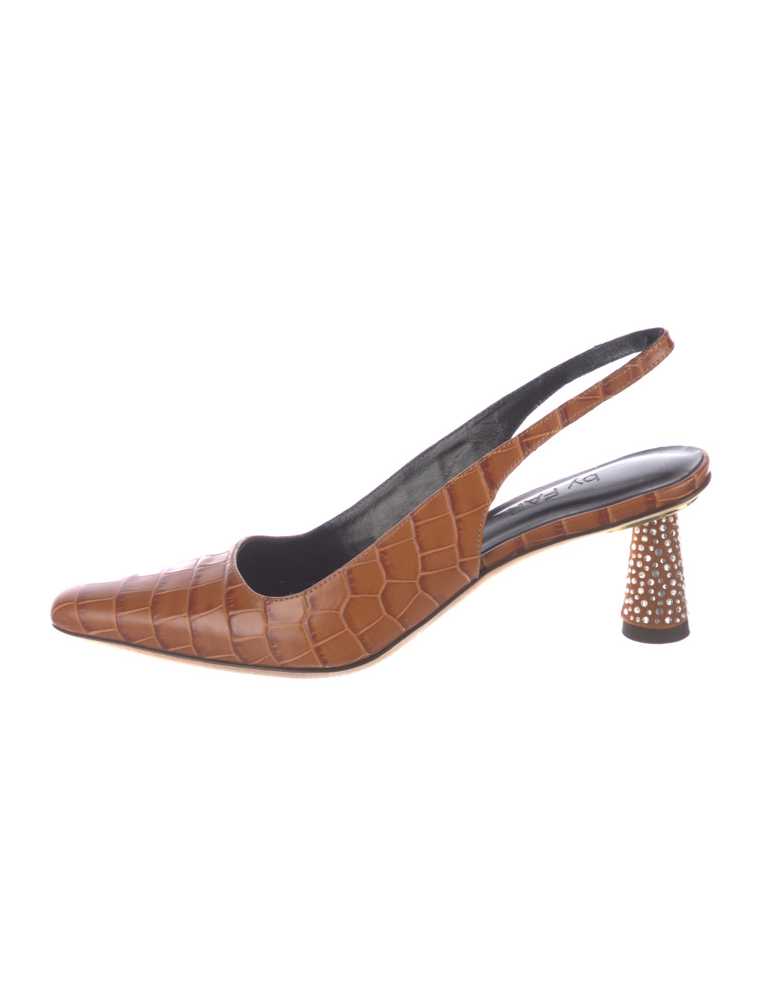 By Far Embossed Leather Animal Print Slingback Pumps