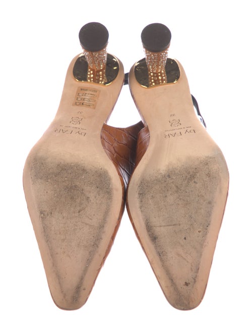 By Far Embossed Leather Animal Print Slingback Pumps