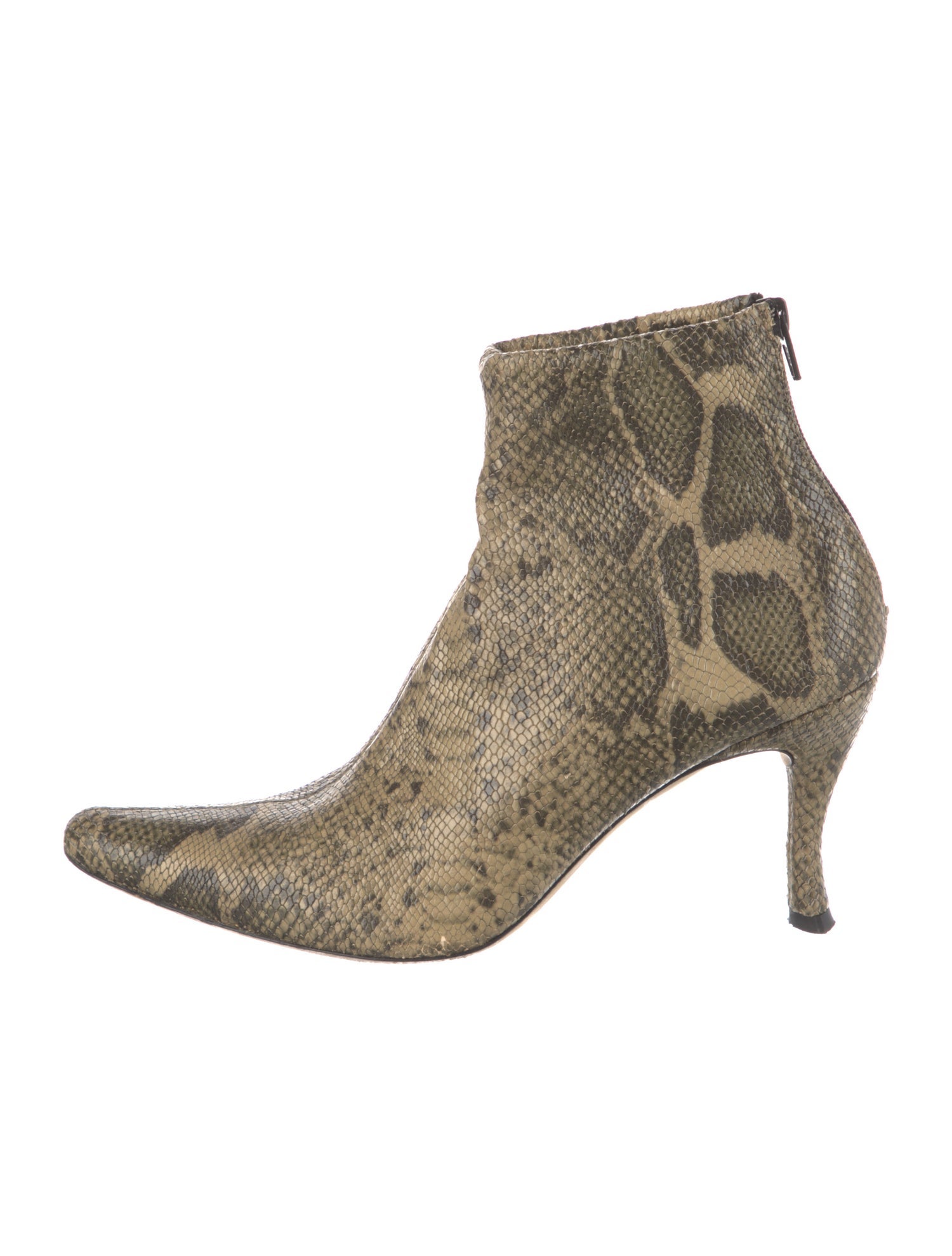 By Far Embossed Leather Animal Print Sock Boots