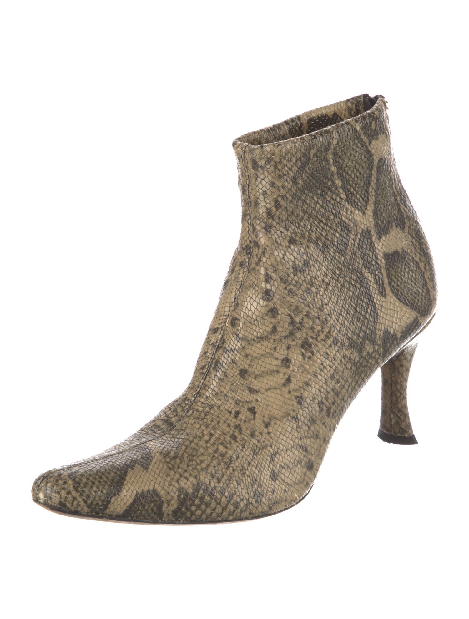 By Far Embossed Leather Animal Print Sock Boots