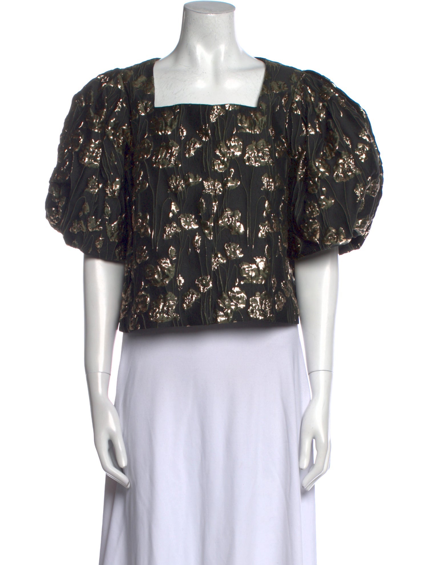 By Malina Printed Square Neckline Crop Top