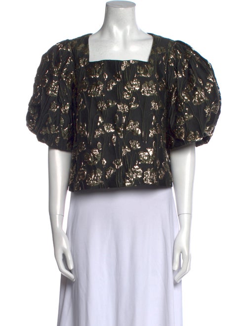 By Malina Printed Square Neckline Crop Top