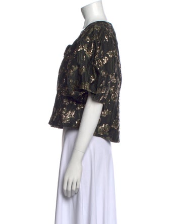 By Malina Printed Square Neckline Crop Top