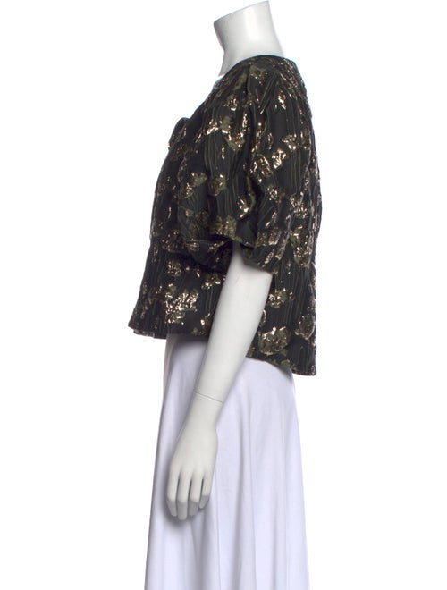 By Malina Printed Square Neckline Crop Top