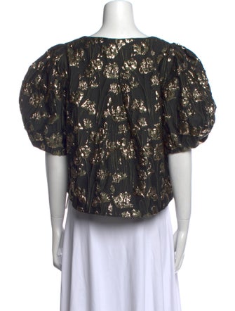 By Malina Printed Square Neckline Crop Top