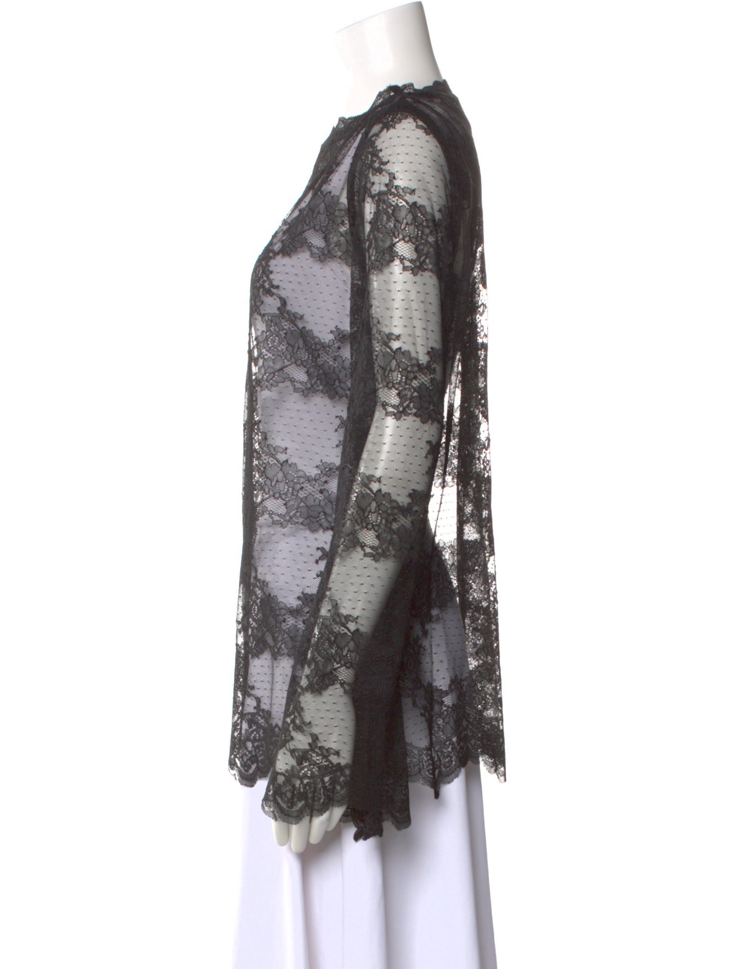 By Malina Lace Pattern Crew Neck Blouse