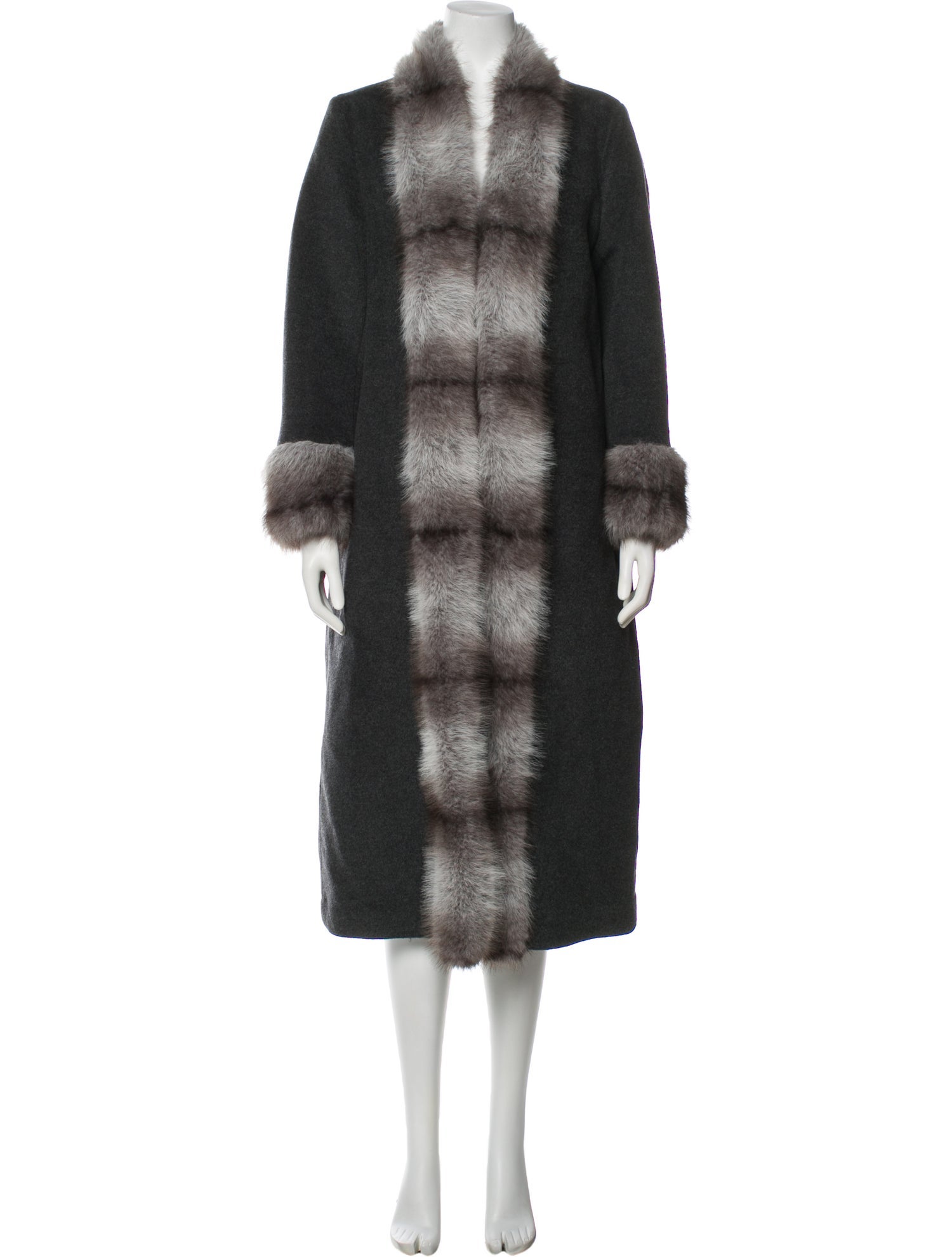 By Malina Plaid Print Faux Fur Coat