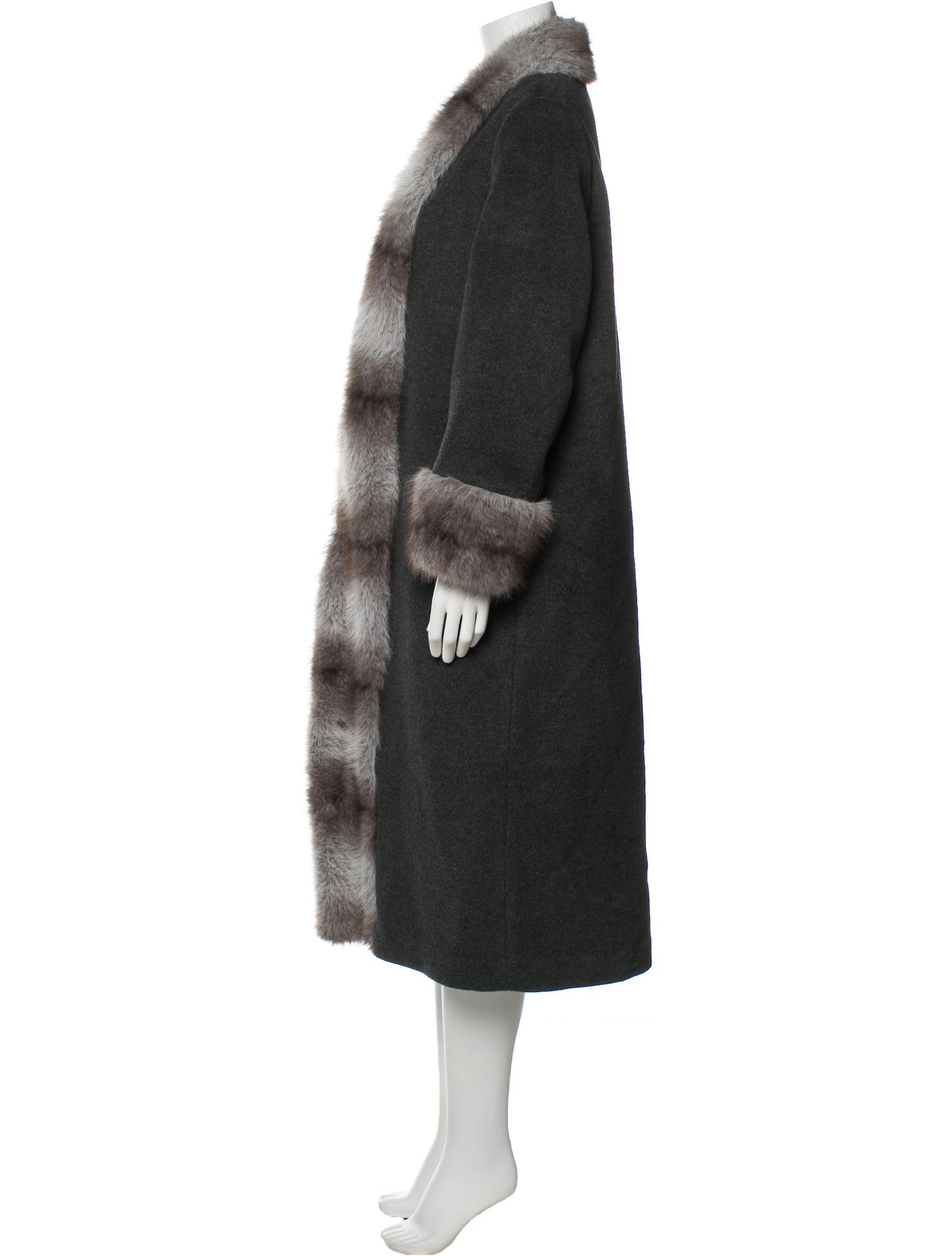 By Malina Plaid Print Faux Fur Coat
