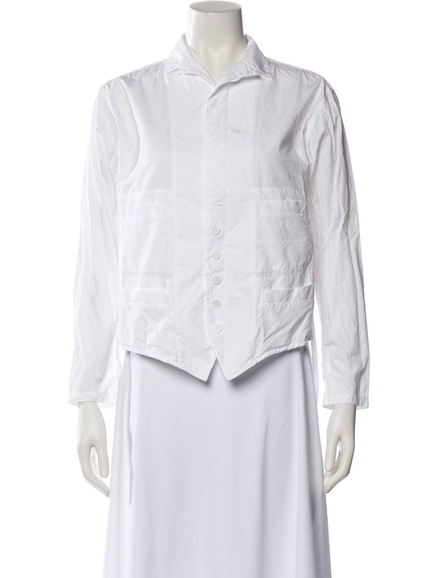 B Yohji Yamamoto Three-Quarter Sleeve Button-Up Top