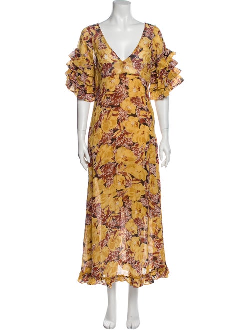 byTiMo Floral Print Long Dress Gold