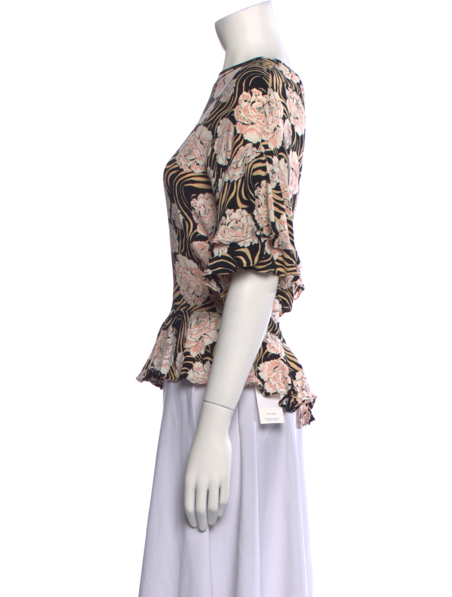 byTiMo Floral Print Bateau Neckline Blouse