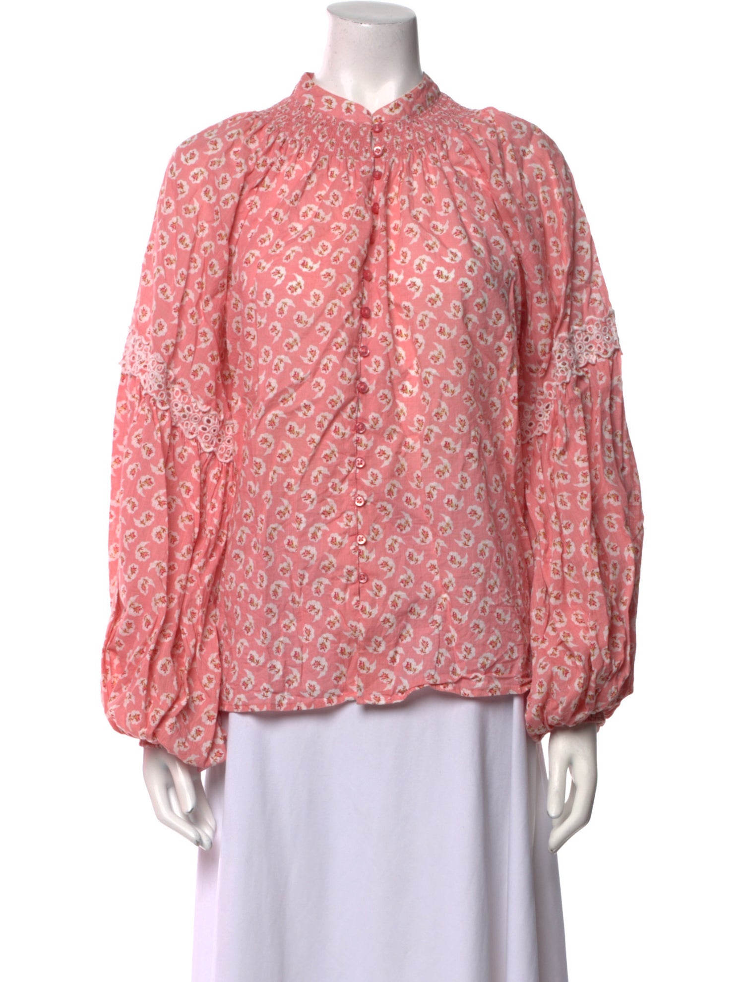 byTiMo Floral Print Mock Neck Blouse