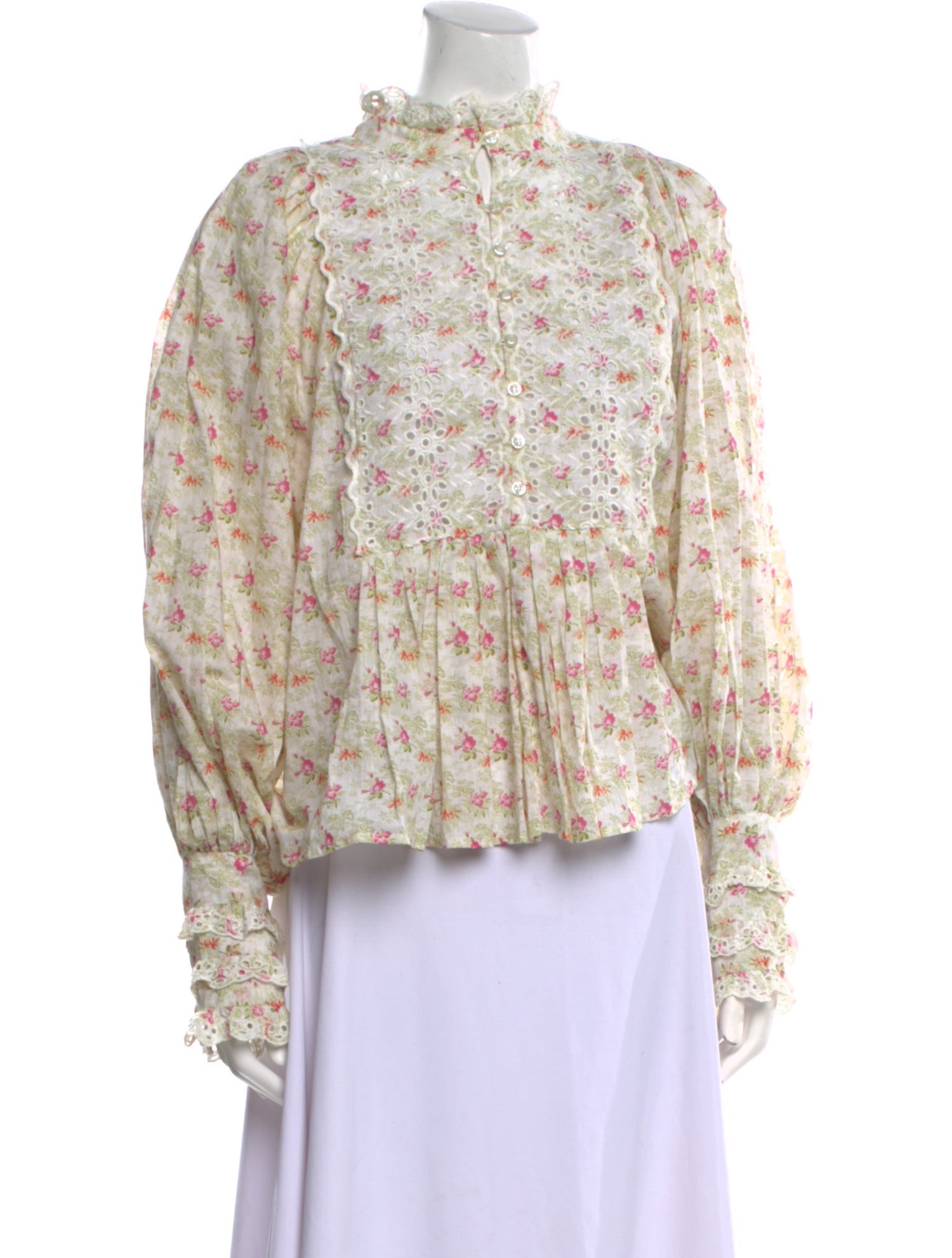 byTiMo Floral Print Mock Neck Blouse
