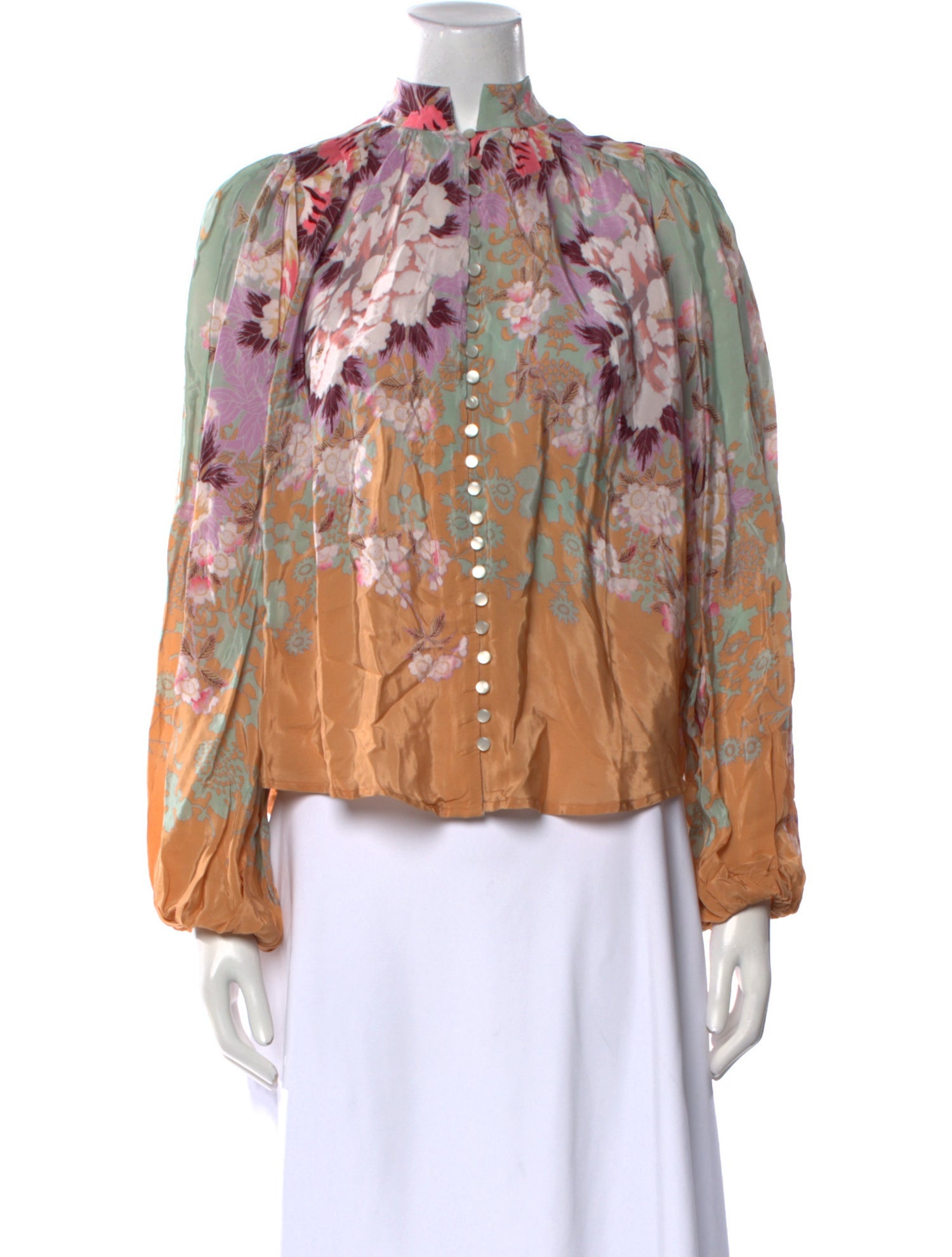 byTiMo Floral Print Mock Neck Blouse