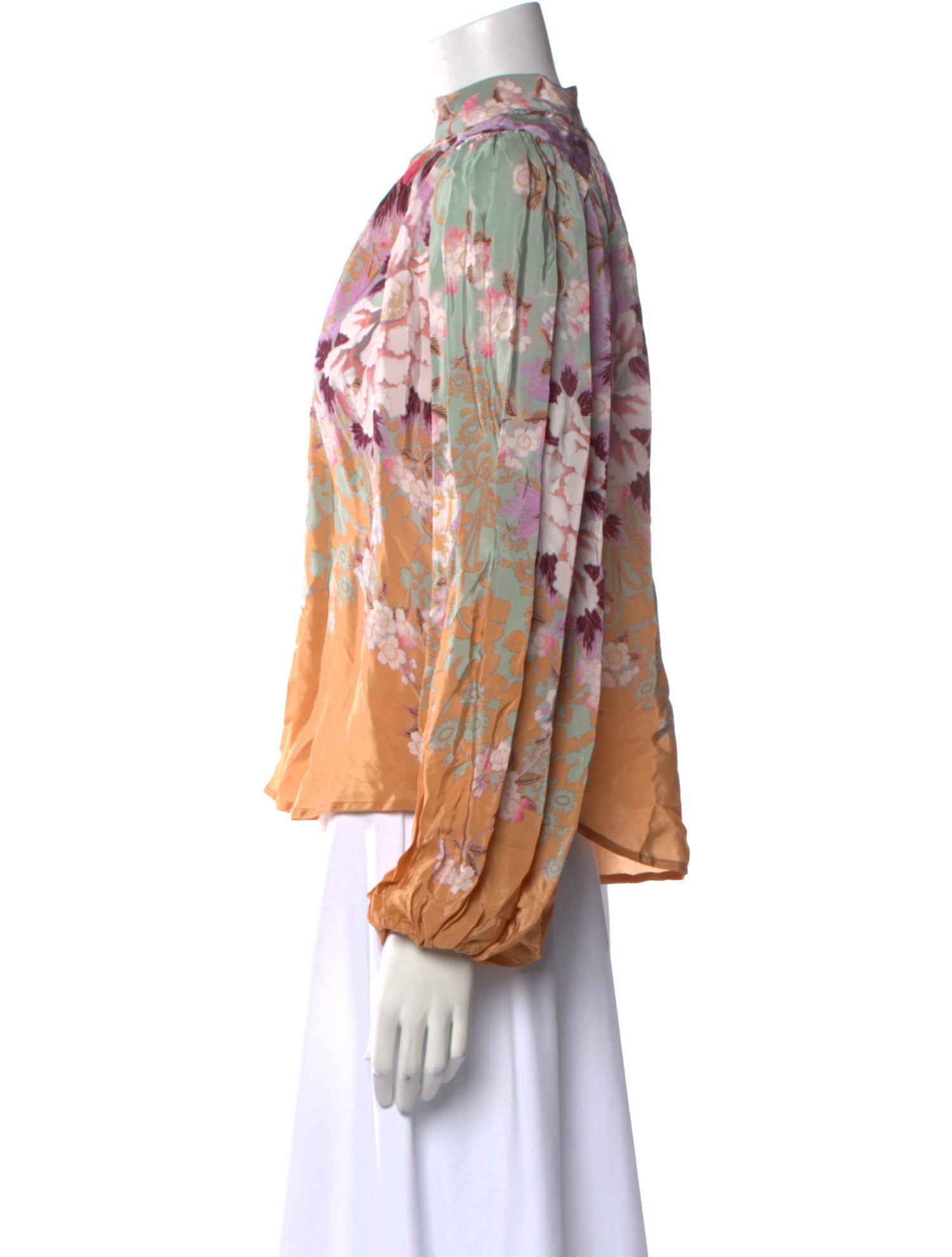 byTiMo Floral Print Mock Neck Blouse