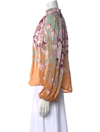 byTiMo Floral Print Mock Neck Blouse