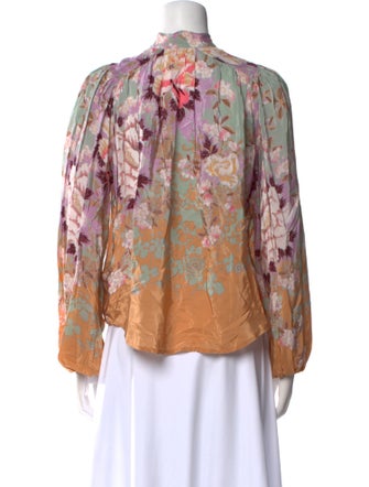 byTiMo Floral Print Mock Neck Blouse