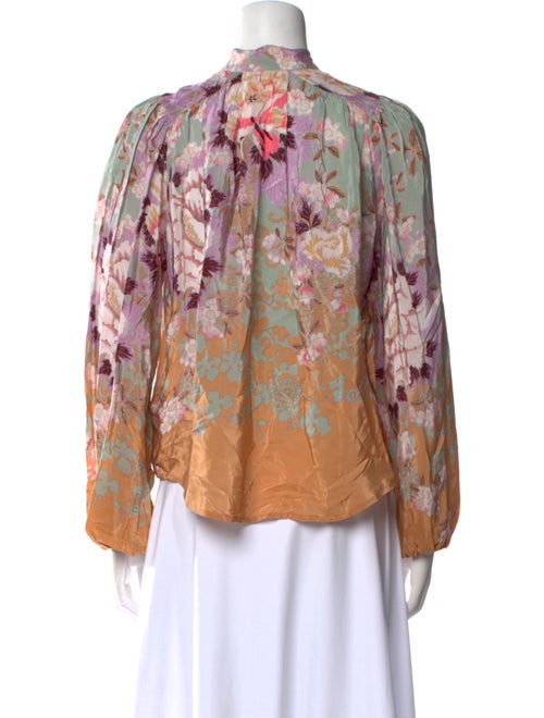 byTiMo Floral Print Mock Neck Blouse