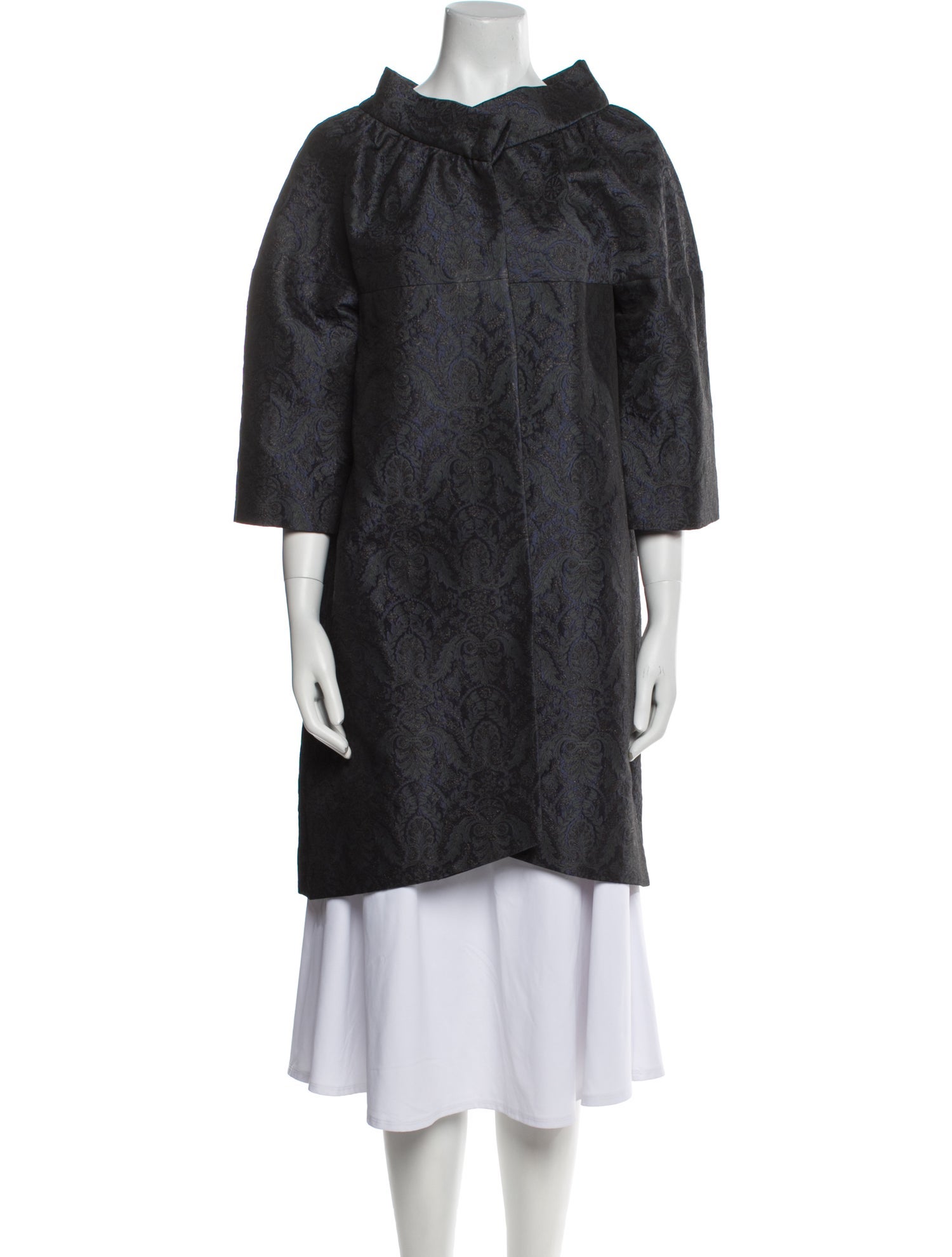 Barbara Tfank Jacquard Faux Fur Coat