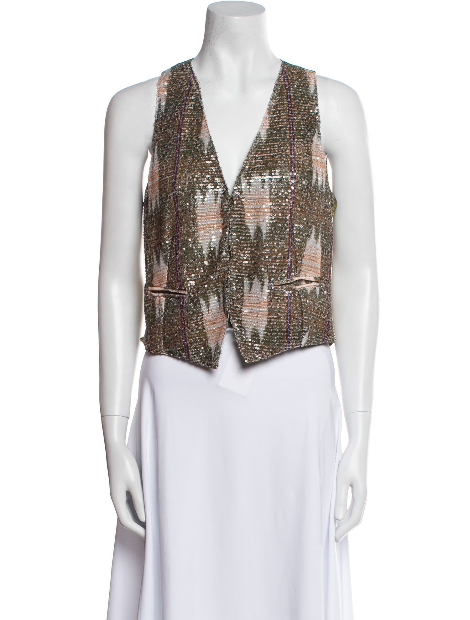 Bazar Deluxe Printed V-Neck Crop Top w/ Tags