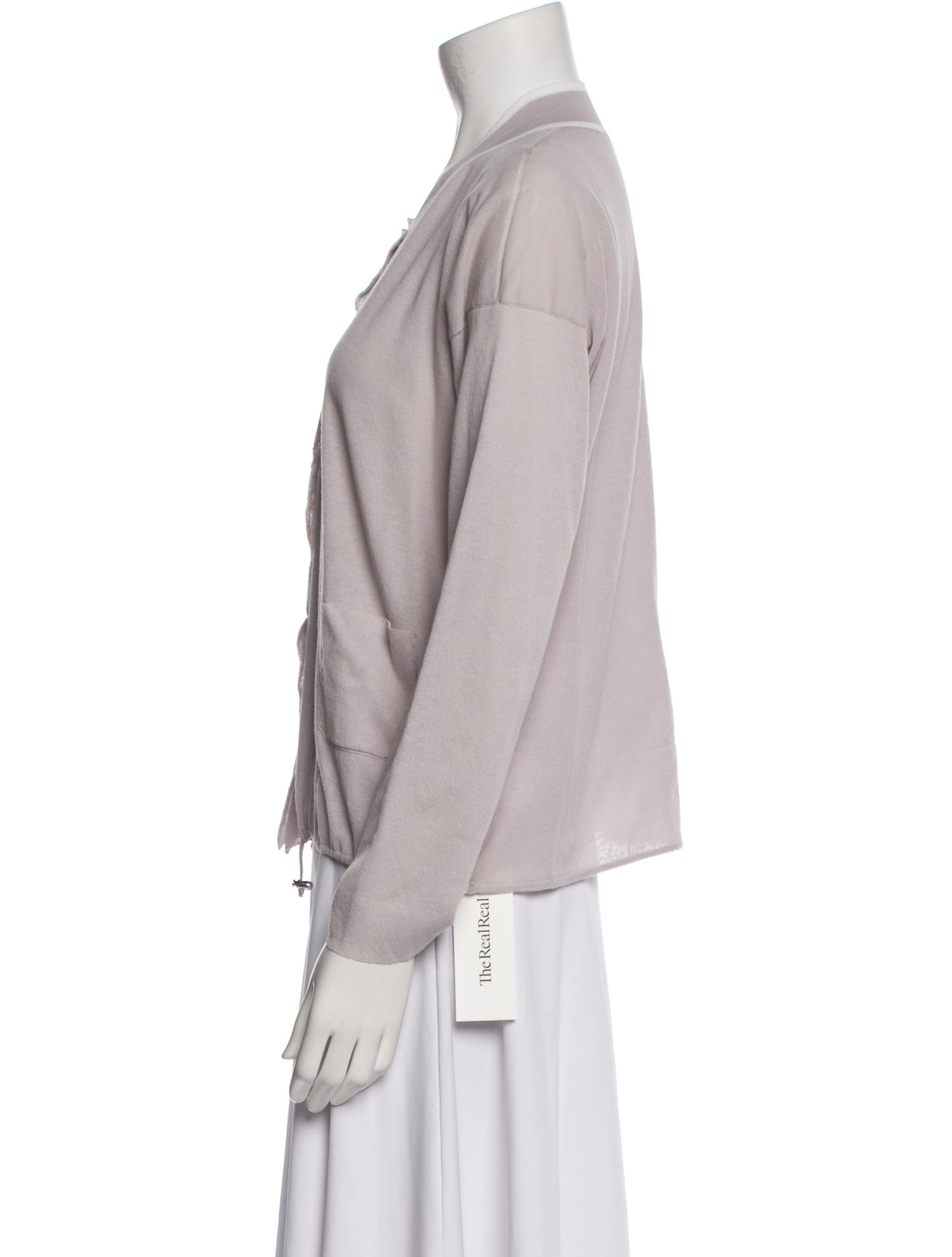 Cividini Crew Neck Long Sleeve Button-Up Top