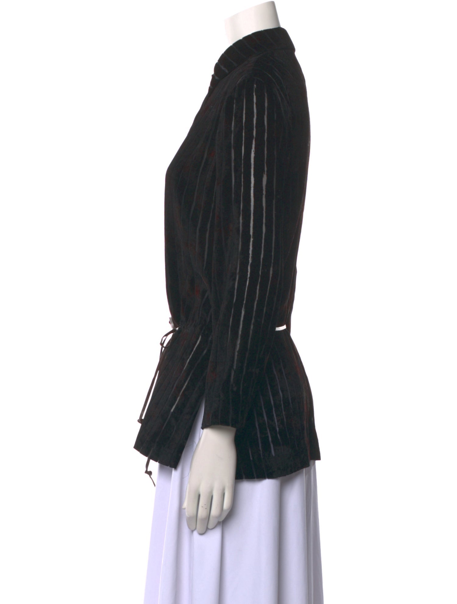 Cividini Striped Mock Neck Button-Up Top