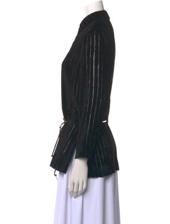 Cividini Striped Mock Neck Button-Up Top