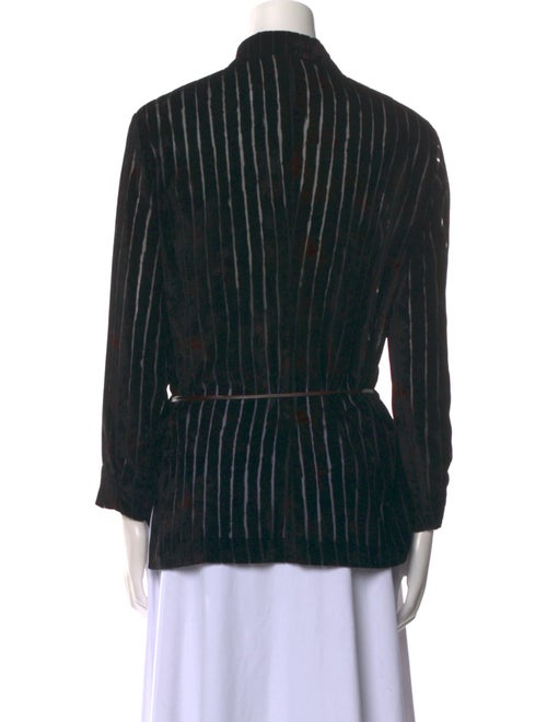 Cividini Striped Mock Neck Button-Up Top