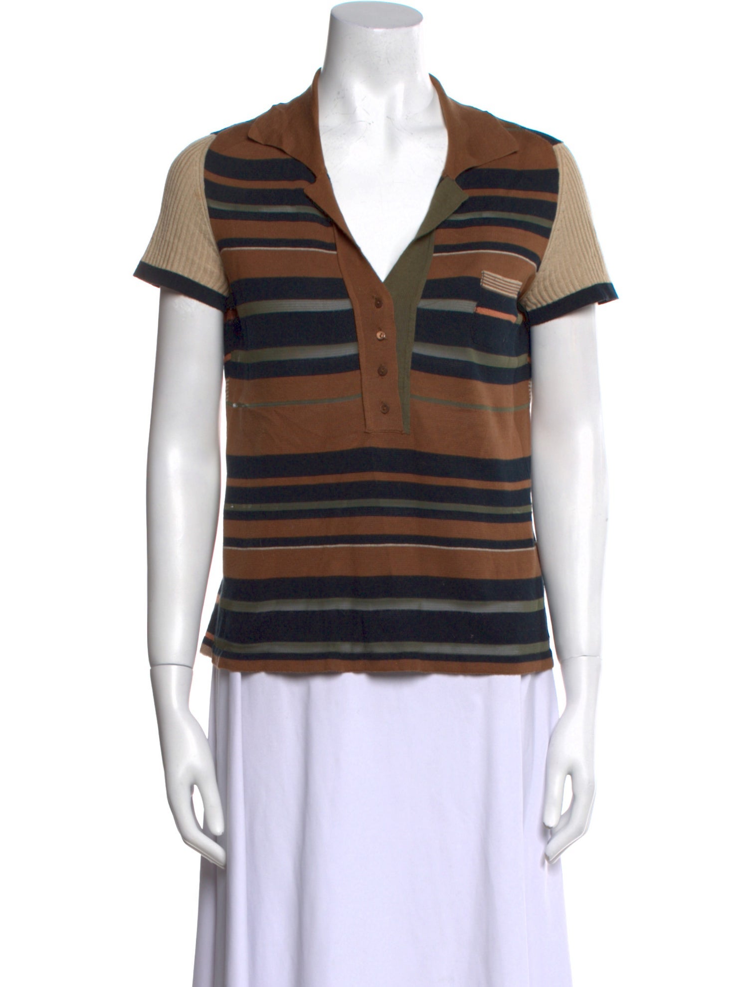 Cividini Striped V-Neck Polo